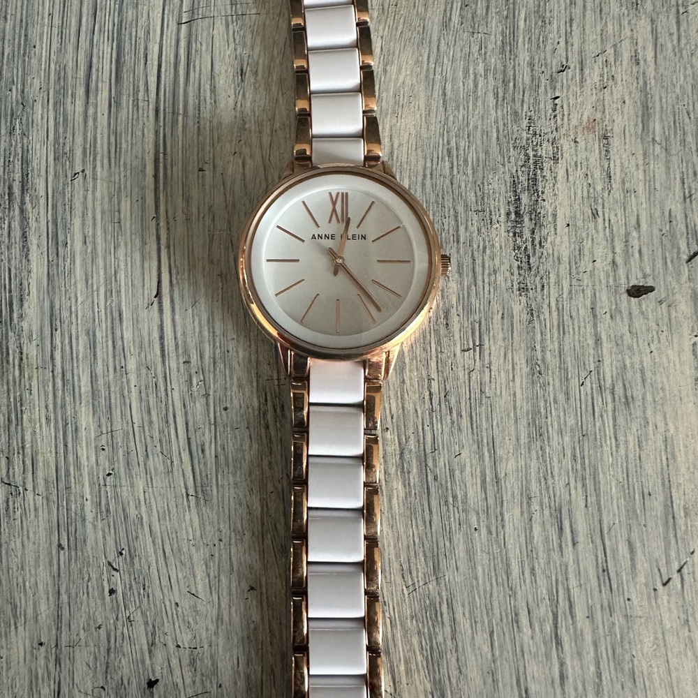 Anne Klein Rose Gold and White Bracelet Watch